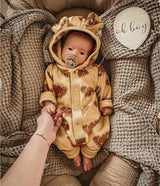 Tutina con orecchie per neonati e bambini - Giallo con Nuvole