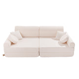 Velika modularna otroška sofa – premium bouclé, bela