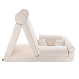 Velika modularna otroška sofa – premium bouclé, bela
