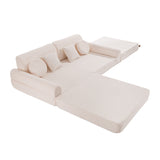 Velika modularna otroška sofa – premium bouclé, bela