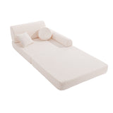 Velika modularna otroška sofa – premium bouclé, bela