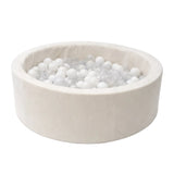 Piscina di palline rotonda in schiuma 90x30 cm - Beige, 200 palline bianche