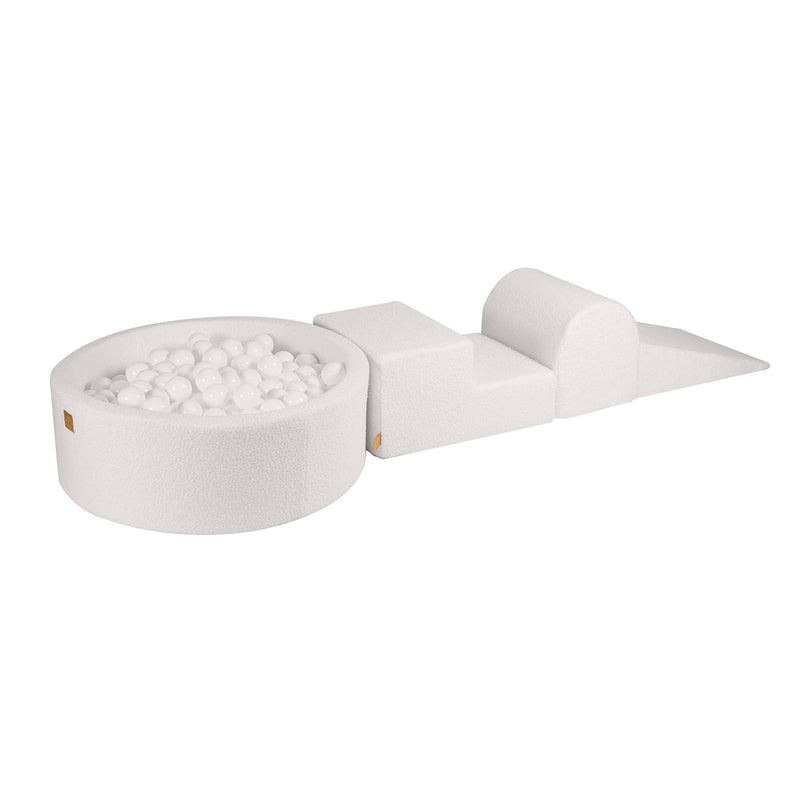 MeowBaby® bouclé set za igru s bazenom – bijele lopte