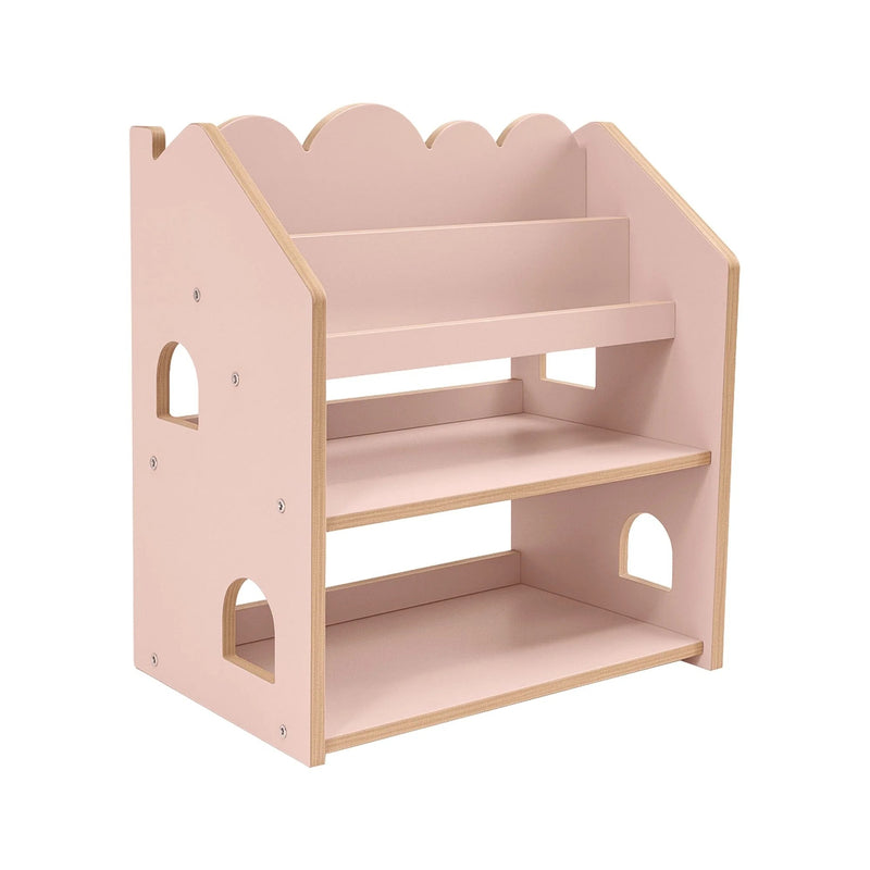 MeowBaby Montessori knjižna polica u obliku kućice MDF – roza