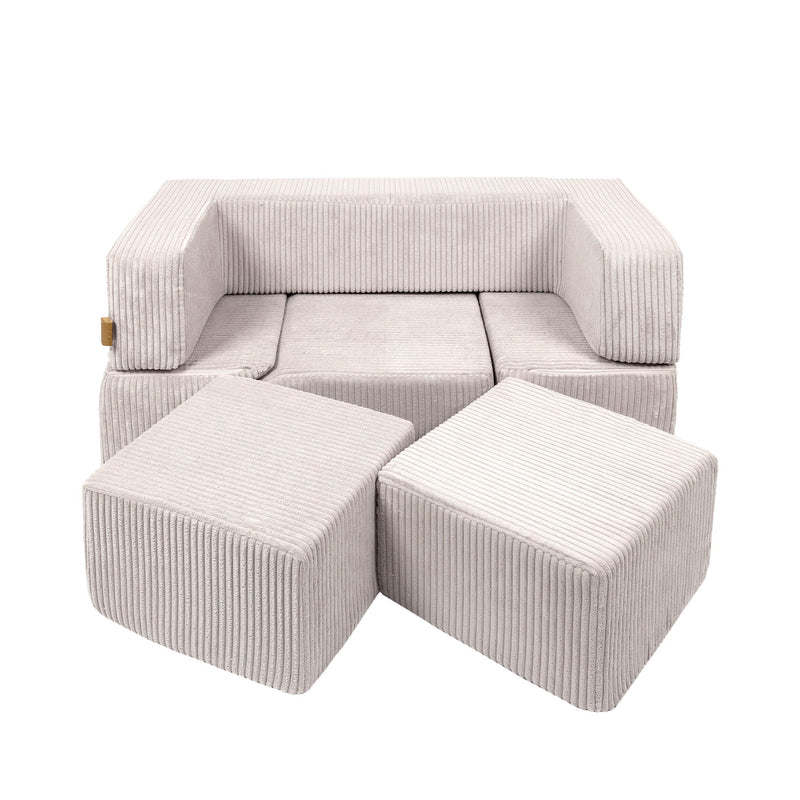 MeowBaby® sofa iz mehkih žametnih kock – ekru