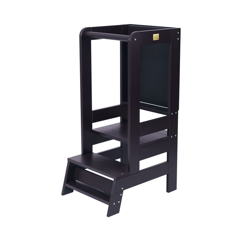 Torre da cucina in legno MeowBaby per bambini con lavagna - Nero
