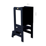 Torre da cucina in legno MeowBaby per bambini con lavagna - Nero