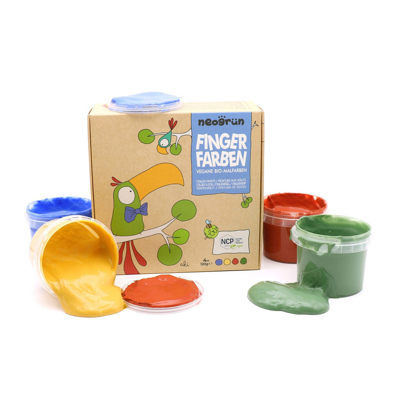 Neogrün organske prstne barve 4×120 g – modra, rumena, rdeča, zelena