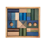 Blocchi in legno in scatola - Colori Freddi, 30 pezzi